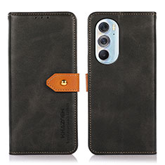 Leather Case Stands Flip Cover Holder N07P for Motorola Moto Edge 30 Pro 5G Black