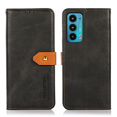 Leather Case Stands Flip Cover Holder N07P for Motorola Moto Edge Lite 5G Black