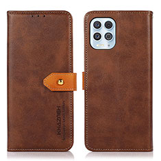 Leather Case Stands Flip Cover Holder N07P for Motorola Moto Edge S 5G Brown