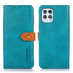 Leather Case Stands Flip Cover Holder N07P for Motorola Moto Edge S 5G Cyan