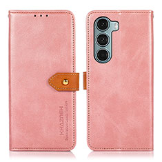 Leather Case Stands Flip Cover Holder N07P for Motorola Moto Edge S30 5G Pink