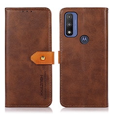 Leather Case Stands Flip Cover Holder N07P for Motorola Moto G Pure Brown