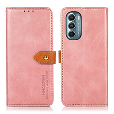 Leather Case Stands Flip Cover Holder N07P for Motorola Moto G Stylus (2022) 5G Pink