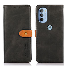 Leather Case Stands Flip Cover Holder N07P for Motorola Moto G31 Black