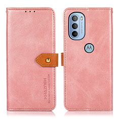 Leather Case Stands Flip Cover Holder N07P for Motorola Moto G41 Pink