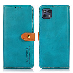 Leather Case Stands Flip Cover Holder N07P for Motorola Moto G50 5G Cyan