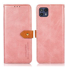 Leather Case Stands Flip Cover Holder N07P for Motorola Moto G50 5G Pink