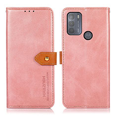 Leather Case Stands Flip Cover Holder N07P for Motorola Moto G50 Pink