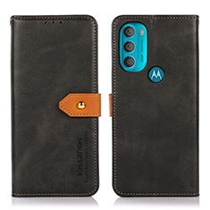 Leather Case Stands Flip Cover Holder N07P for Motorola Moto G71 5G Black