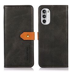 Leather Case Stands Flip Cover Holder N07P for Motorola Moto G82 5G Black