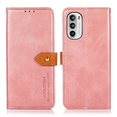 Leather Case Stands Flip Cover Holder N07P for Motorola Moto G82 5G Pink