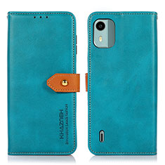 Leather Case Stands Flip Cover Holder N07P for Nokia C12 Cyan