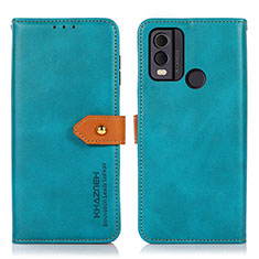 Leather Case Stands Flip Cover Holder N07P for Nokia C22 Cyan