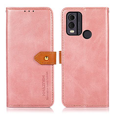 Leather Case Stands Flip Cover Holder N07P for Nokia C22 Pink