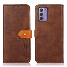 Leather Case Stands Flip Cover Holder N07P for Nokia G42 5G Brown