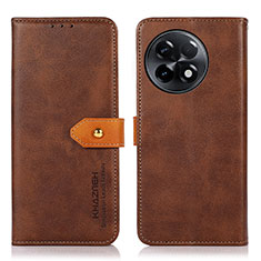 Leather Case Stands Flip Cover Holder N07P for OnePlus Ace 2 5G Brown