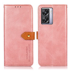 Leather Case Stands Flip Cover Holder N07P for OnePlus Nord N300 5G Pink