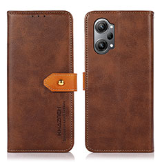 Leather Case Stands Flip Cover Holder N07P for Oppo K10 Pro 5G Brown