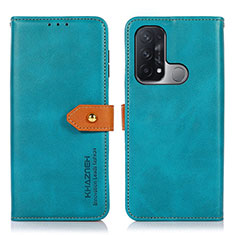 Leather Case Stands Flip Cover Holder N07P for Oppo Reno5 A Cyan