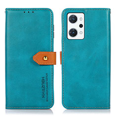 Leather Case Stands Flip Cover Holder N07P for Oppo Reno7 A Cyan