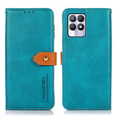 Leather Case Stands Flip Cover Holder N07P for Realme 8i Cyan