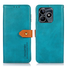 Leather Case Stands Flip Cover Holder N07P for Realme C51 Cyan