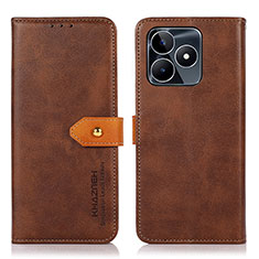 Leather Case Stands Flip Cover Holder N07P for Realme C53 India Brown