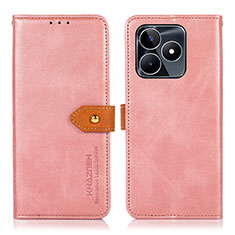 Leather Case Stands Flip Cover Holder N07P for Realme C53 India Pink