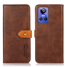 Leather Case Stands Flip Cover Holder N07P for Realme GT Neo3 5G Brown