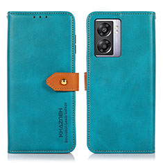 Leather Case Stands Flip Cover Holder N07P for Realme Narzo 50 5G Cyan