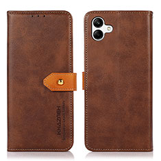 Leather Case Stands Flip Cover Holder N07P for Samsung Galaxy A04 4G Brown