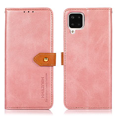 Leather Case Stands Flip Cover Holder N07P for Samsung Galaxy A12 Pink