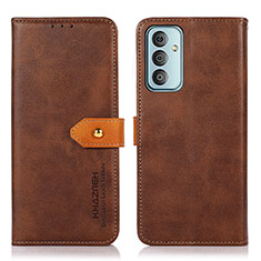 Leather Case Stands Flip Cover Holder N07P for Samsung Galaxy F13 4G Brown