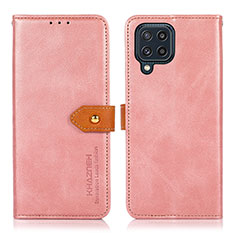 Leather Case Stands Flip Cover Holder N07P for Samsung Galaxy M32 4G Pink