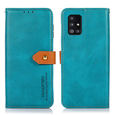 Leather Case Stands Flip Cover Holder N07P for Samsung Galaxy M40S Cyan