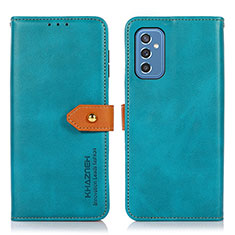 Leather Case Stands Flip Cover Holder N07P for Samsung Galaxy M52 5G Cyan