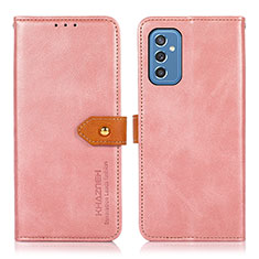 Leather Case Stands Flip Cover Holder N07P for Samsung Galaxy M52 5G Pink
