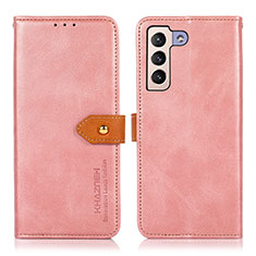 Leather Case Stands Flip Cover Holder N07P for Samsung Galaxy S21 5G Pink