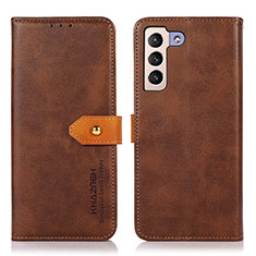 Leather Case Stands Flip Cover Holder N07P for Samsung Galaxy S21 FE 5G Brown