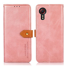 Leather Case Stands Flip Cover Holder N07P for Samsung Galaxy XCover 5 SM-G525F Pink