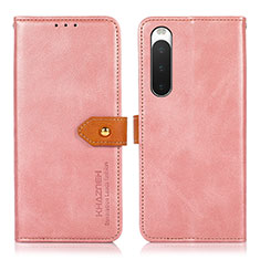 Leather Case Stands Flip Cover Holder N07P for Sony Xperia 10 IV Pink