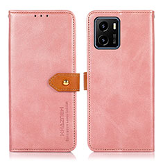 Leather Case Stands Flip Cover Holder N07P for Vivo Y01 Pink