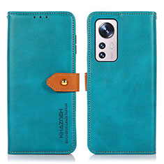 Leather Case Stands Flip Cover Holder N07P for Xiaomi Mi 12 5G Cyan