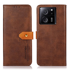 Leather Case Stands Flip Cover Holder N07P for Xiaomi Mi 13T 5G Brown