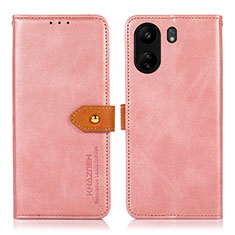 Leather Case Stands Flip Cover Holder N07P for Xiaomi Redmi 13C Pink