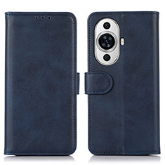 Leather Case Stands Flip Cover Holder N08P for Huawei Nova 11 Pro Blue