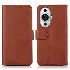 Leather Case Stands Flip Cover Holder N08P for Huawei Nova 11 Pro Brown