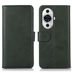 Leather Case Stands Flip Cover Holder N08P for Huawei Nova 11 Pro Green