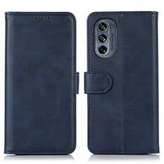 Leather Case Stands Flip Cover Holder N08P for Motorola Moto G62 5G Blue