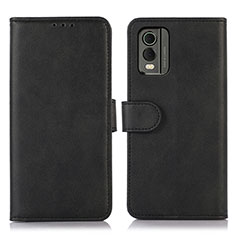 Leather Case Stands Flip Cover Holder N08P for Nokia C32 Black